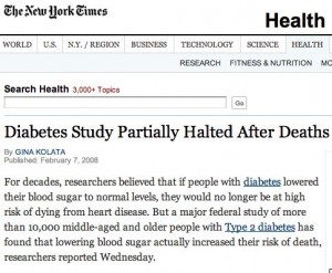 Diabetes Trial Halted NYT Headline 2008